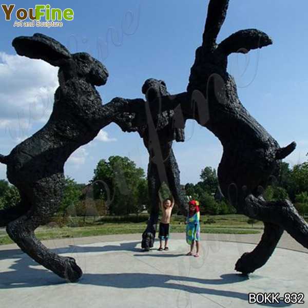 Giant Dancing Hares Bronze Sculpture of 3 Giant Rabbits for Sale