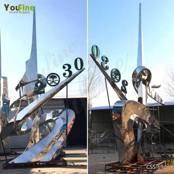 Large Outdoor Polished Stainless Steel Sculpture for City Decor Projhects