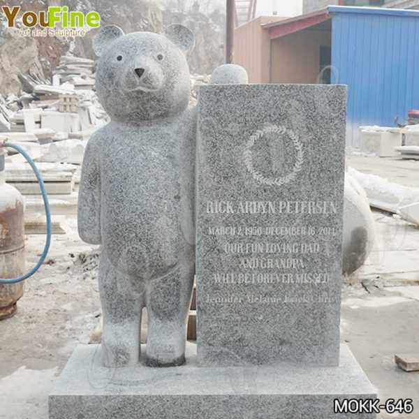 Life Size Granite Upright Baby Headstone with Bear Statue for Sale