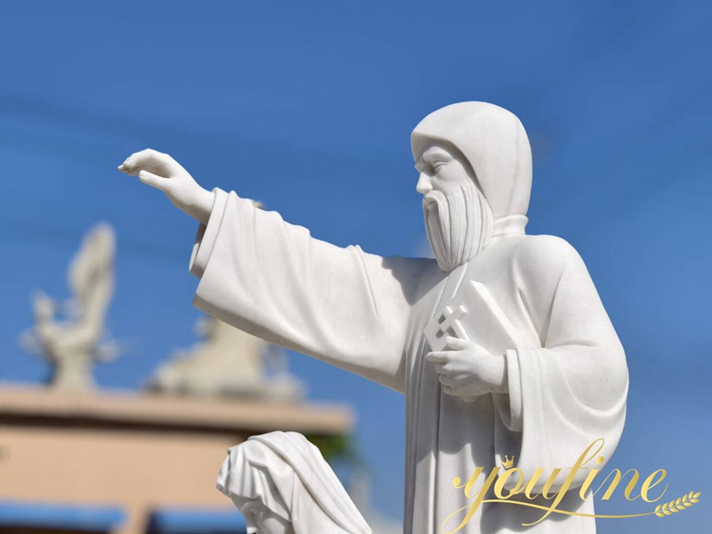 Marble Saint Charbel statue details