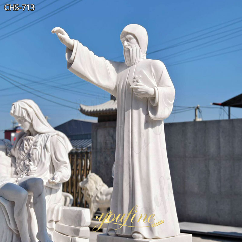 Marble Saint Charbel with Bible statue