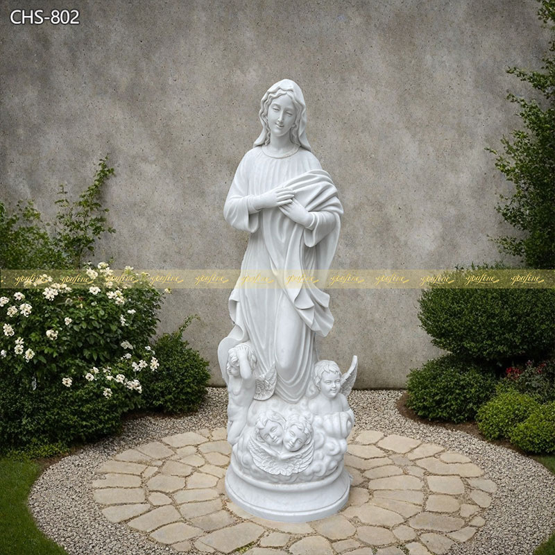 Marble mother mary outdoor statue