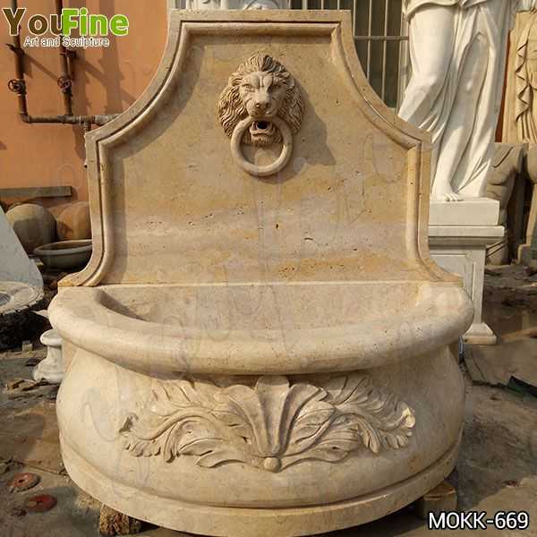 Natural Stone Lion Head Wall Fountain with Pool Factory Supply