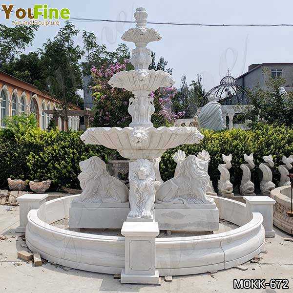 Outdoor 3 Tiered Garden Marble Lion Fountain Suppliers MOKK-672