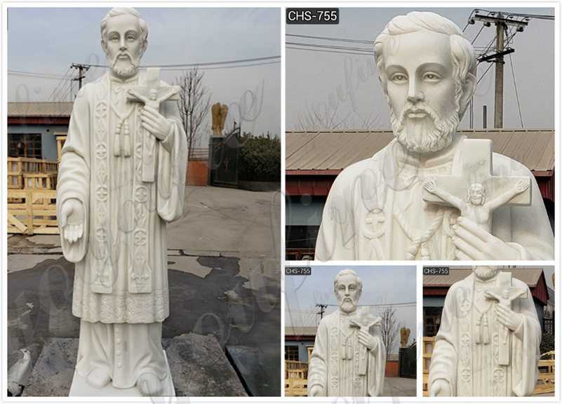 Outdoor Catholic St. Francis Xavier Marble Statue detail