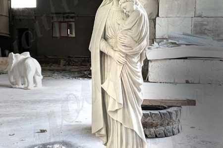 Outdoor Catholic White Marble Madonna and Child Statue for Sale CHS-791