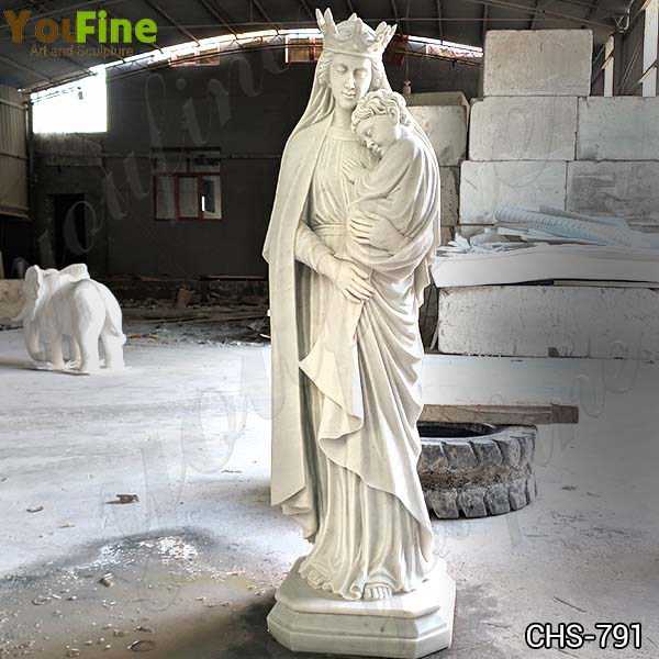 Outdoor Catholic White Marble Madonna and Child Statue for Sale CHS-791