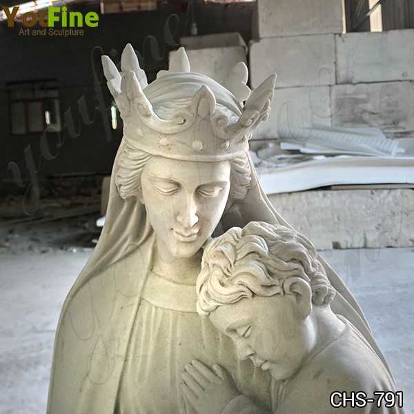 Outdoor Catholic White Marble Madonna and Child Statue