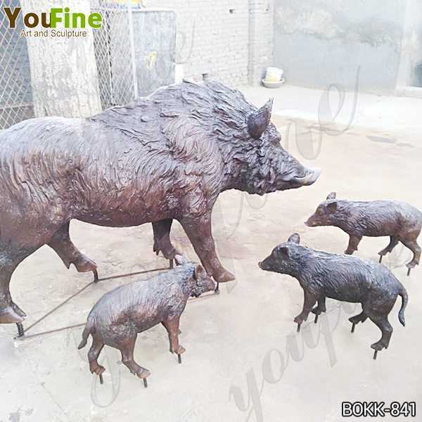 Outdoor Life Size Wild Boar Bronze Animal Sculpture