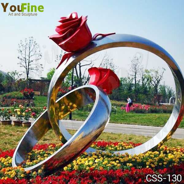 Outdoor Stainless Steel Rose Ring Sculpture for Garden Wholesale CSS-130