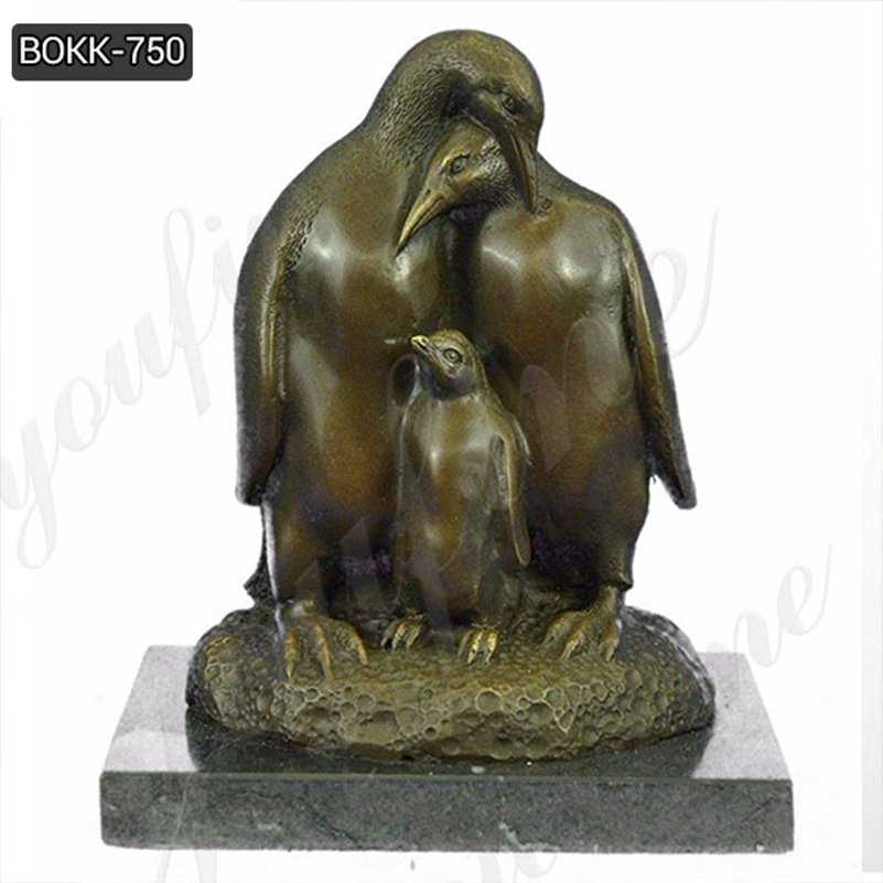 Small Penguin Family Solid Bronze Sculpture for Garden Decor BOKK-750