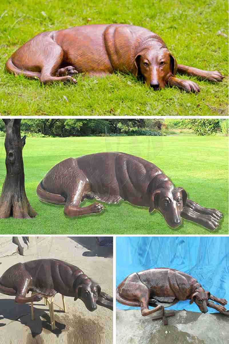 Solid bronze dog sculpture