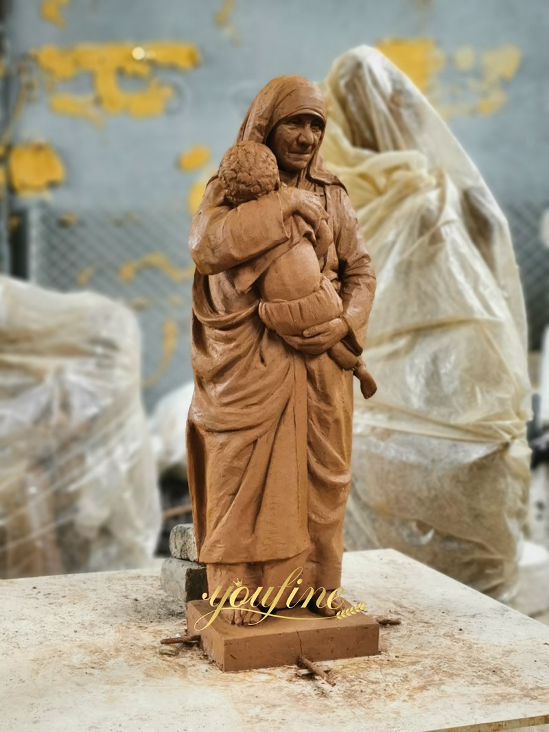 St. Teresa of Calcutta with Children Statue clay model