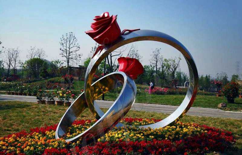 Stainless Steel Rose Ring Sculpture Wholesale