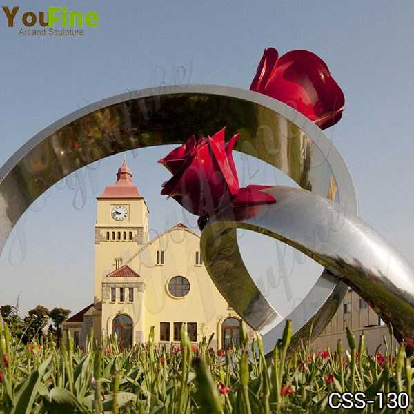 Stainless Steel Rose Ring Sculpture for Garden Wholesale