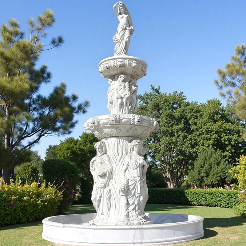 beautiful Standing Female Statue marble Water Feature