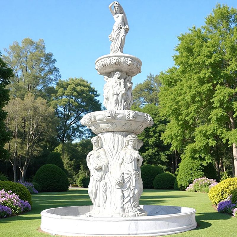Three Groups of Standing Female Statue Water Feature