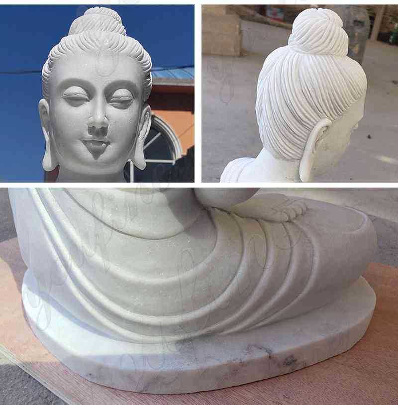 White Marble Buddha Statue for Garden Decor Detail