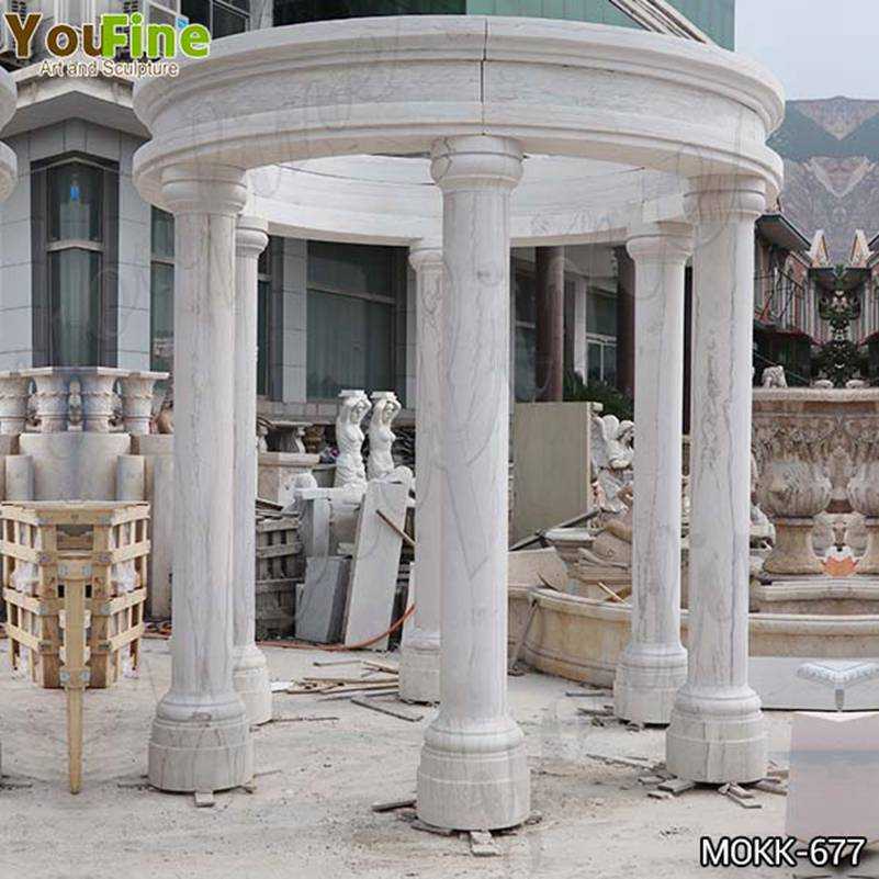 White Marble Columns Gazebo with Competitive Price