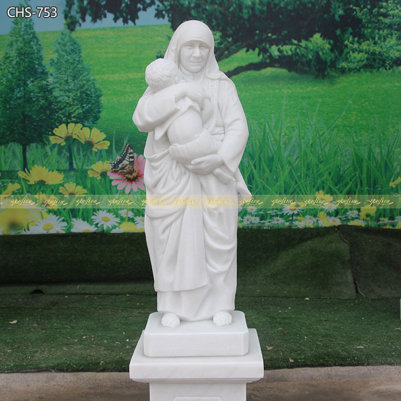 White Marble St. Teresa of Calcutta with Children Statue
