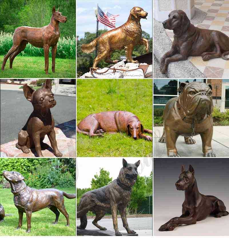 antique bronze dog statues