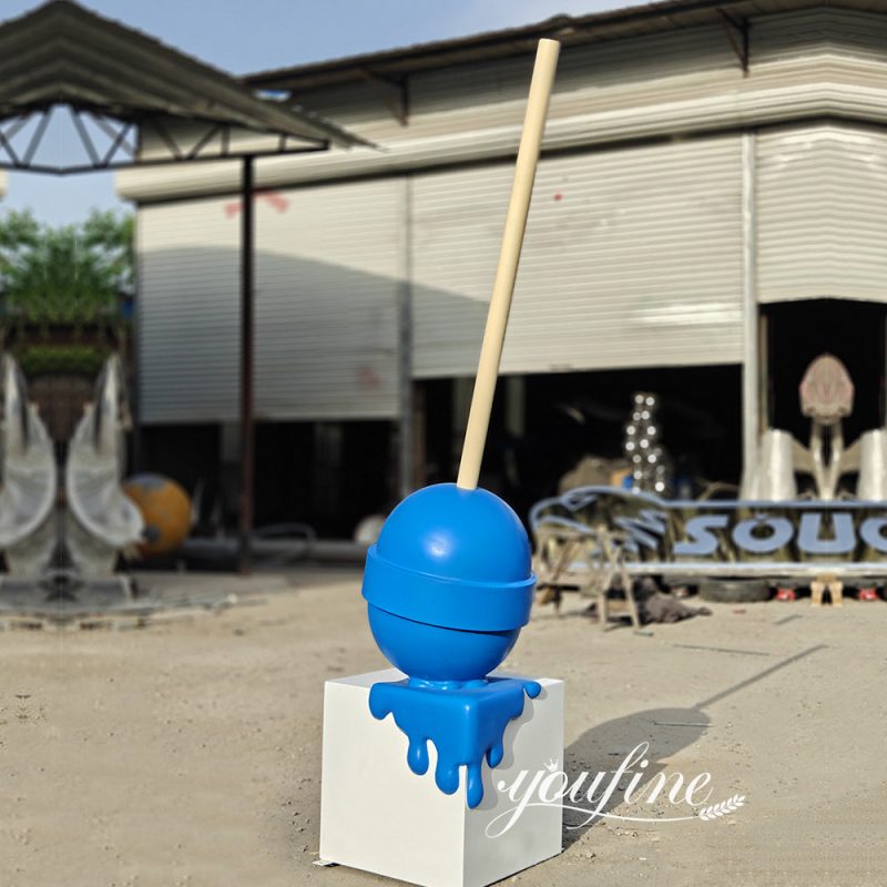 steel blue lollipop sculpture