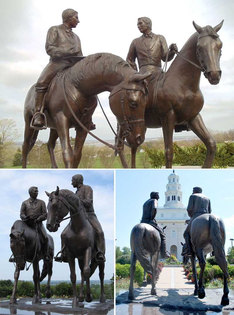 bronze knight and horse sculptures