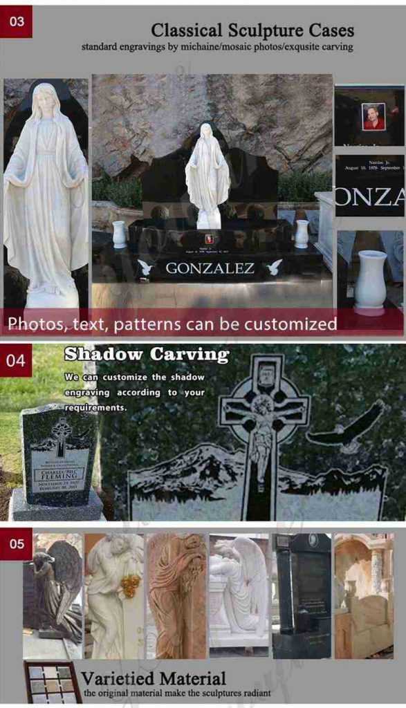 White Marble Upright Headstone Carved with Cross on Sale MOKK645