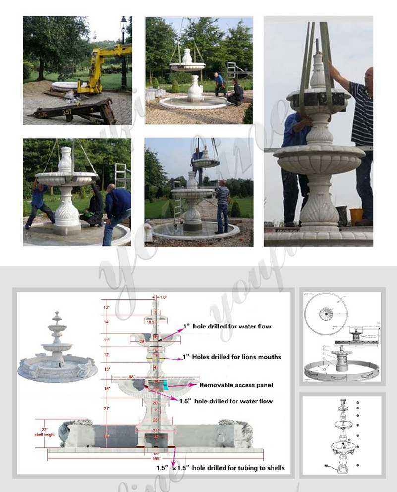 install of Greek Marble Statue Water Fountain