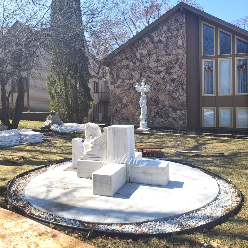 installtion of Horse Statue marble Fountain