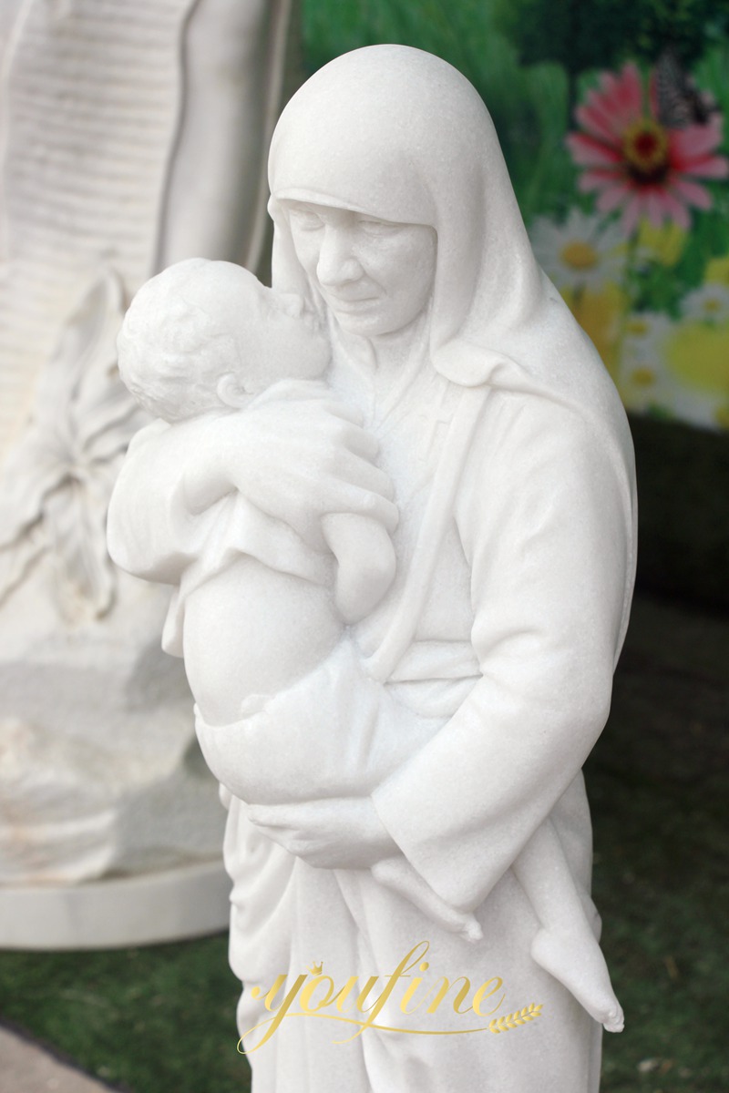 life size Marble St. Teresa of Calcutta with Children Statue