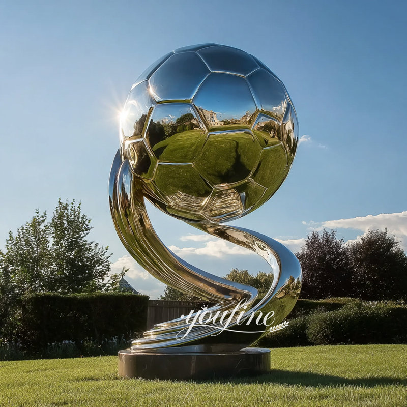 Custom Large Stainless Steel Football Sculpture for Saudi Arabia Client CSS-67