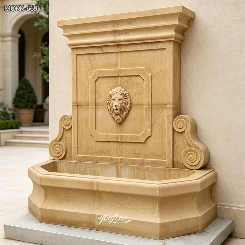 Natural Stone Wall Fountain with Lion Head MOKK-669