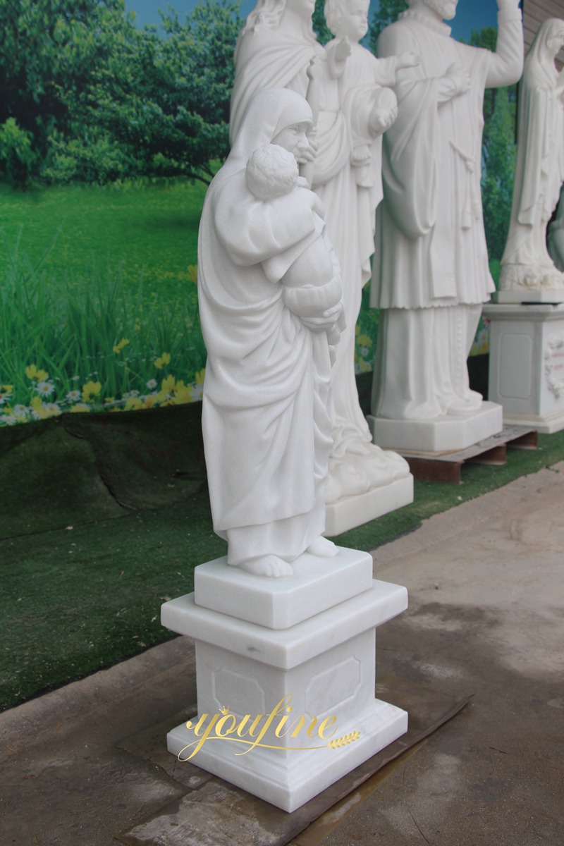outdoor White Marble St. Teresa of Calcutta with Children Statue