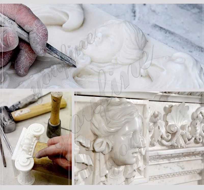 process of Stone Lion Head Wall Fountain with Pool