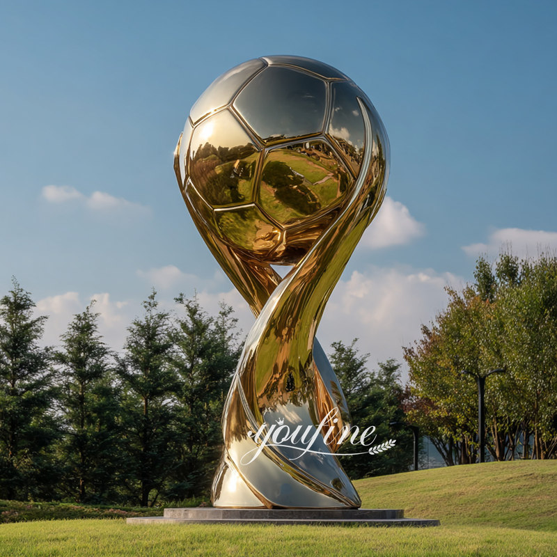 gold stainless steel football sculpture