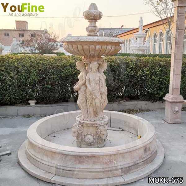 Beige Marble Statuary Garden Fountain