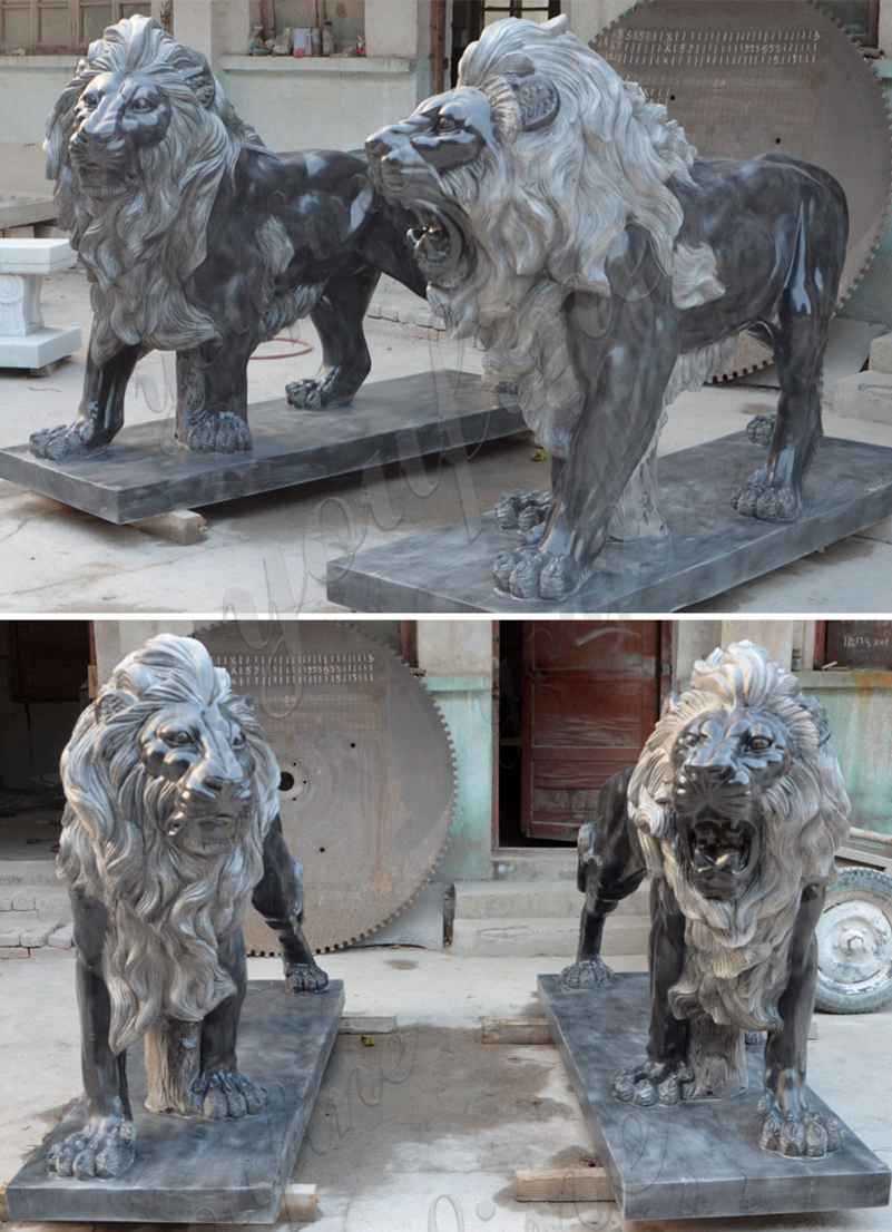 Black Marble Western Lion Sculpture Suppliers