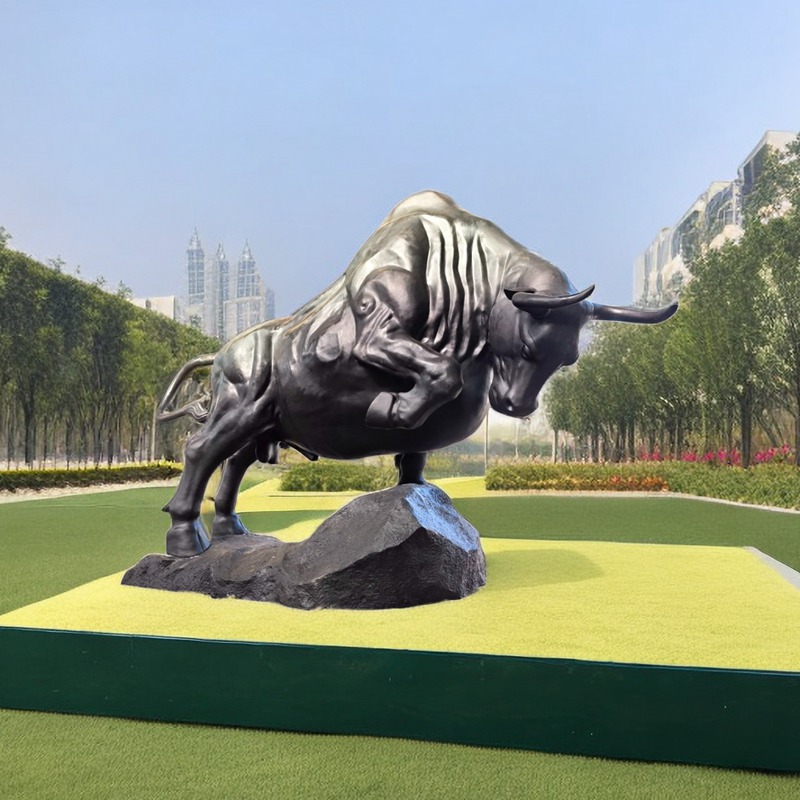 Large Outdoor Bronze Bull Sculpture on Stock for Sale BOKK-838