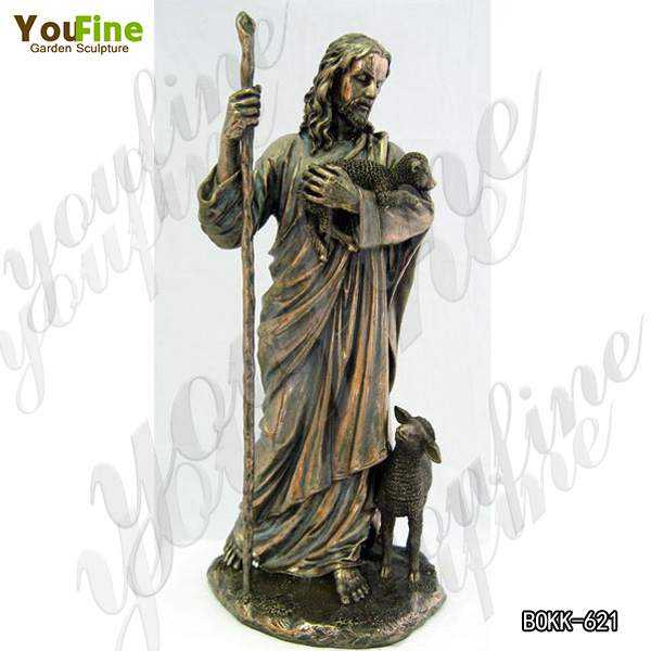 Bronze Jesus The Good Shepherd Statue