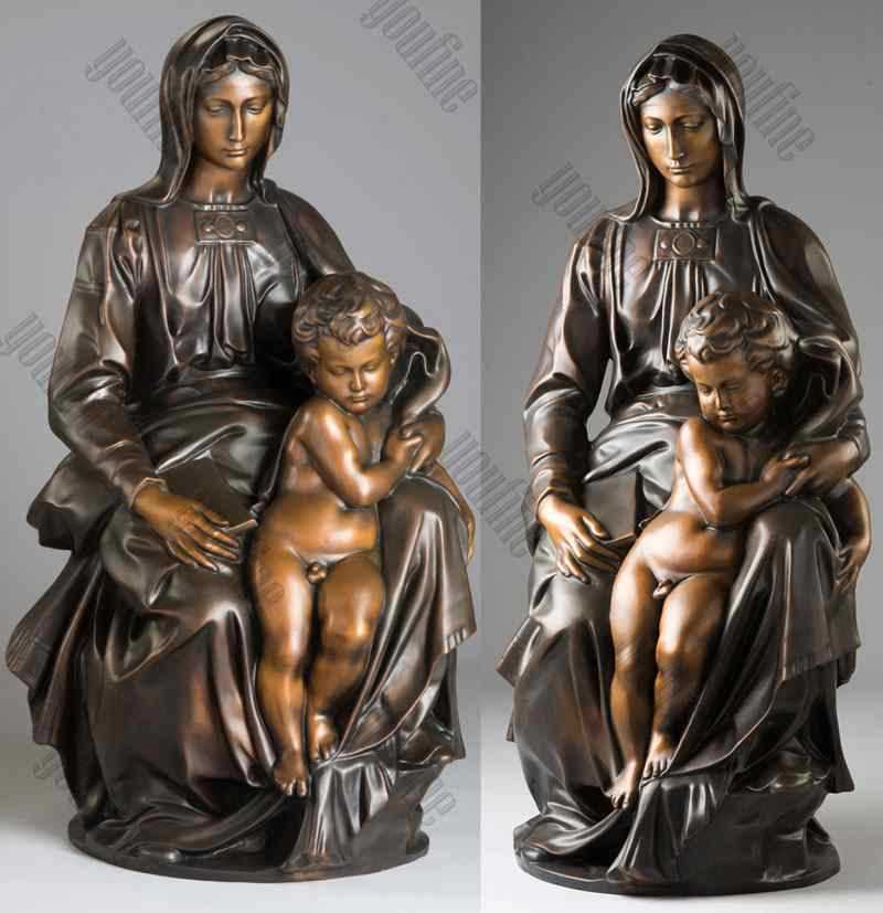 Bronze Sculpture of Mary Holding Jesus