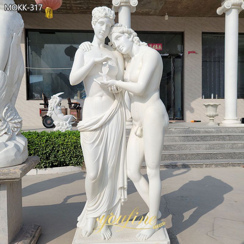Cupid and Psyche Standing Marble Sculpture