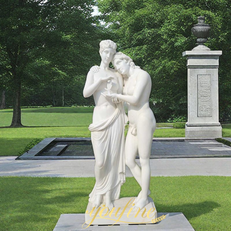Cupid and Psyche Standing Marble Sculpture