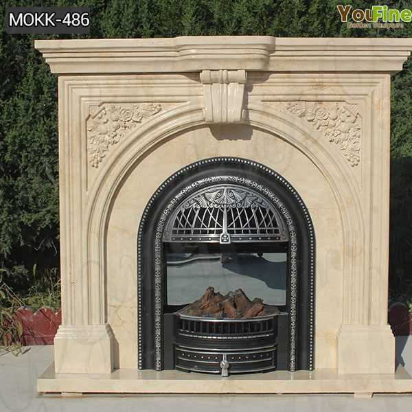 Customized Beige Marble Fireplace Beautiful Simple Classic for Sale MOKK-486