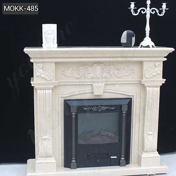 Exquisite Hand carved French Design Flower Marble Fireplace Supplier MOKK-485