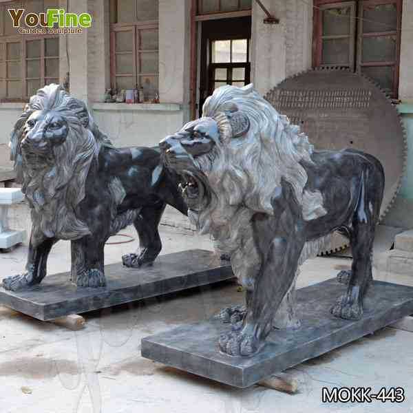 Factory Supply Black Marble Western Lion Sculpture Suppliers MOKK-443