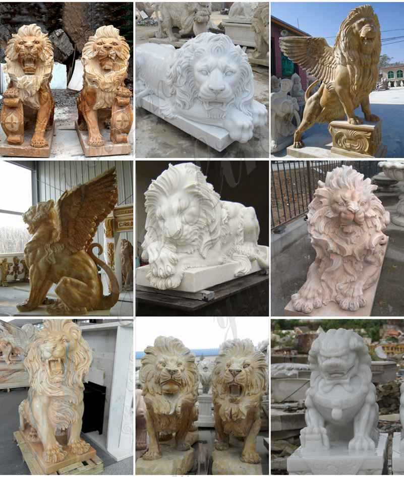 Factory Supply Marble Western Lion Sculpture