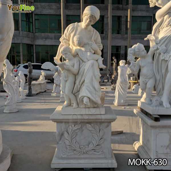 Hand Carved White Marble Woman and Children Statue for Sale MOKK-630