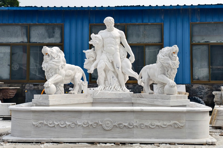 white Hercules statue fountain