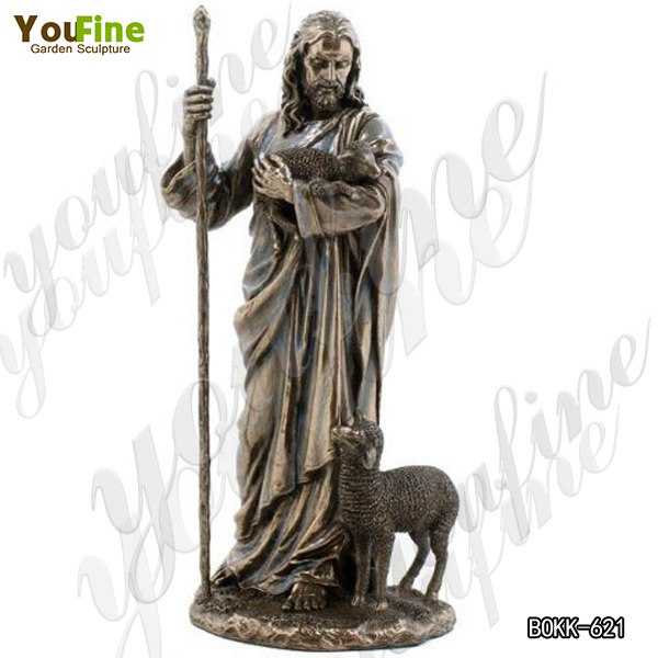 High-quality Religious Casting Bronze Jesus The Good Shepherd Statue Price BOKK-621